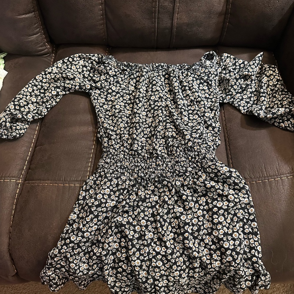 Hollister Black and White Floral Romper